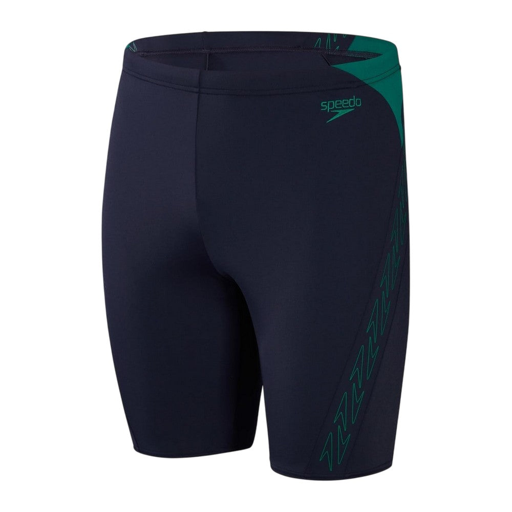 Navy-Green - Front - Speedo Mens Abstract Jammer Shorts