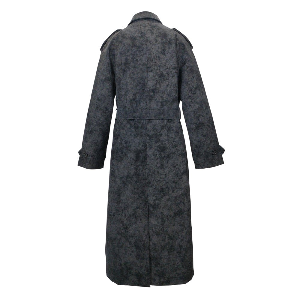 Black - Back - Biba Womens-Ladies Faux Leather Trench Coat