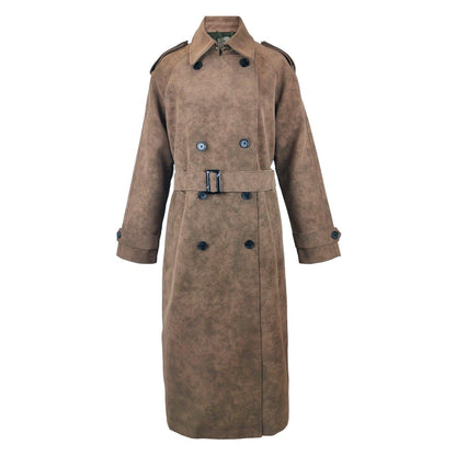 Chocolate - Front - Biba Womens-Ladies Faux Leather Trench Coat