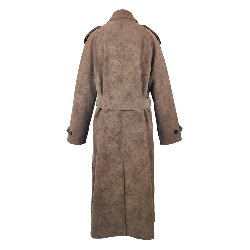 Chocolate - Back - Biba Womens-Ladies Faux Leather Trench Coat
