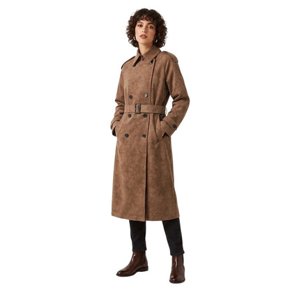 Chocolate - Side - Biba Womens-Ladies Faux Leather Trench Coat