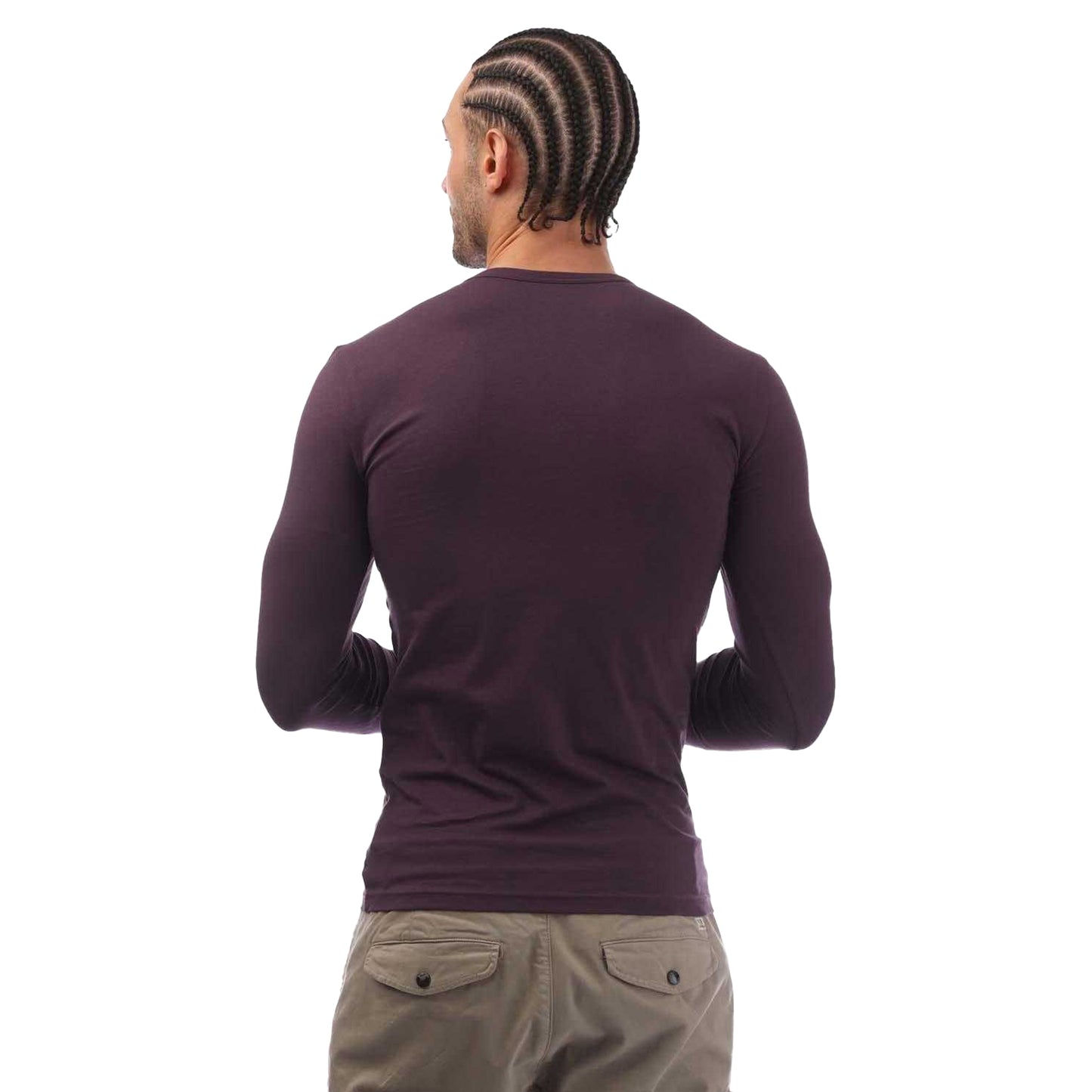 Purple - Back - Emporio Armani Mens Slim Long-Sleeved T-Shirt