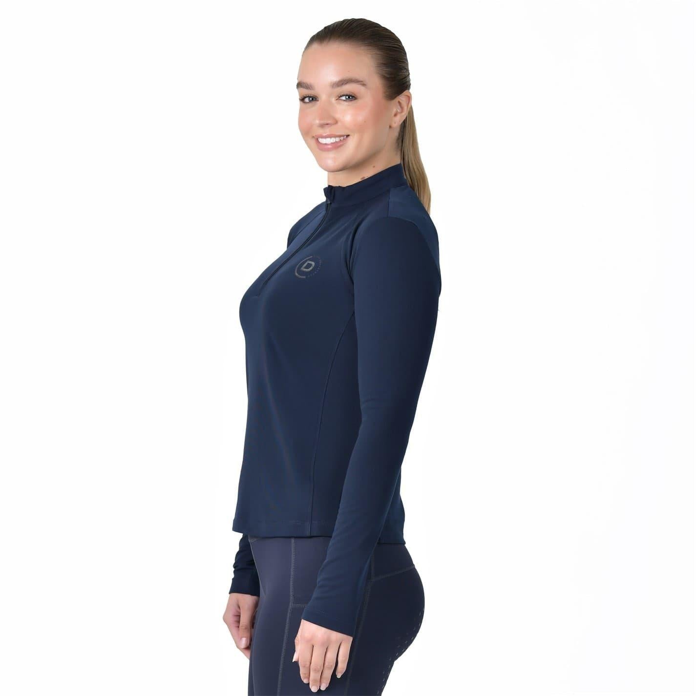 Navy - Side - Dublin Womens-Ladies Brushed Long-Sleeved Base Layer Top