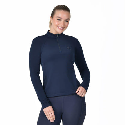 Navy - Front - Dublin Womens-Ladies Brushed Long-Sleeved Base Layer Top