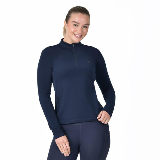 Navy - Front - Dublin Womens-Ladies Brushed Long-Sleeved Base Layer Top