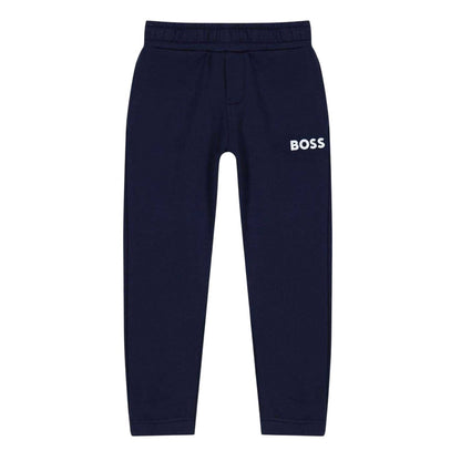 Navy - Front - Boss Childrens-Kids Logo Joggers