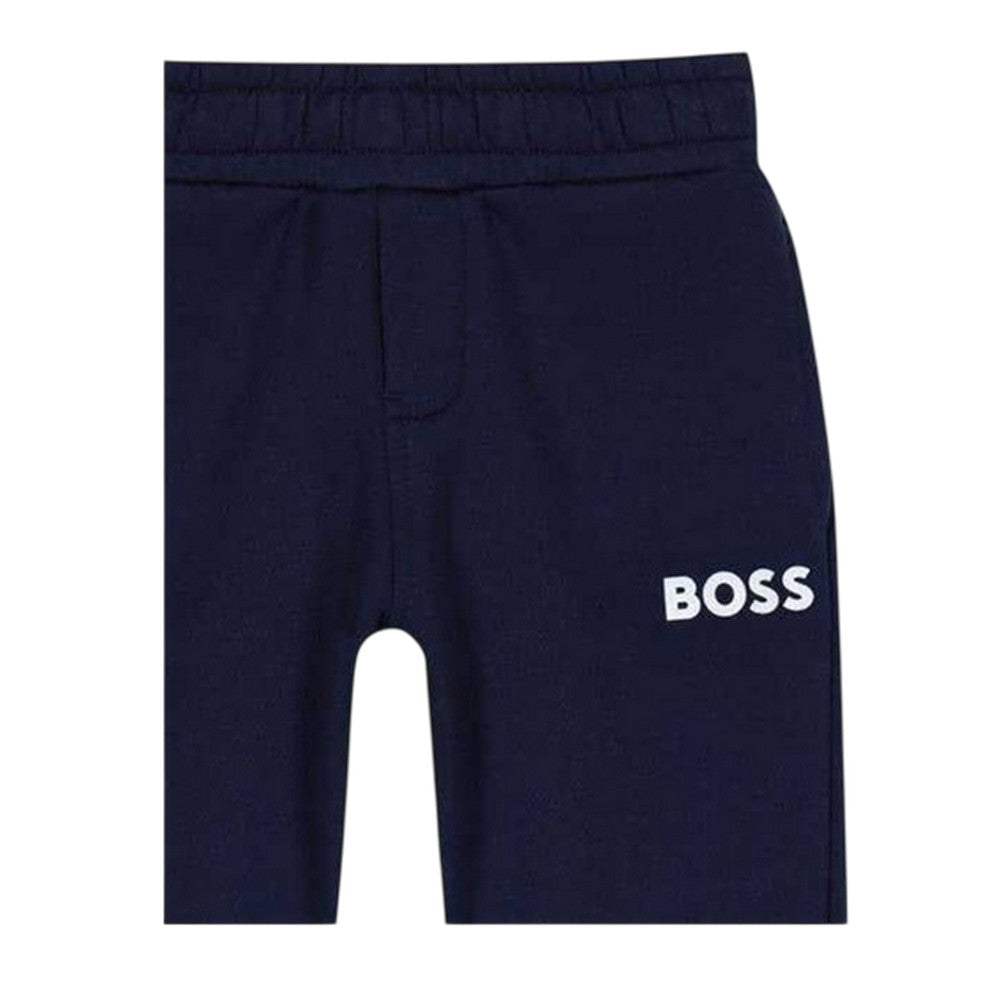 Navy - Side - Boss Childrens-Kids Logo Joggers
