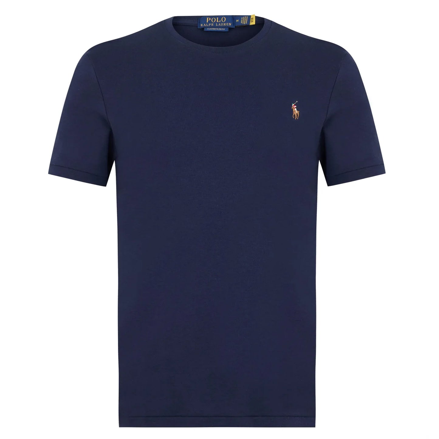Navy - Front - Mens Pima Plain Slim T-Shirt