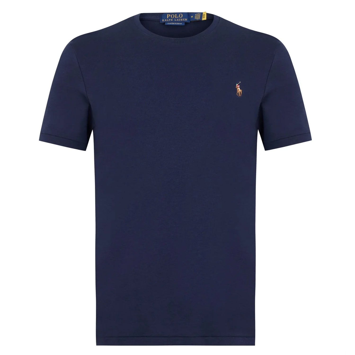 Navy - Front - Mens Pima Plain Slim T-Shirt
