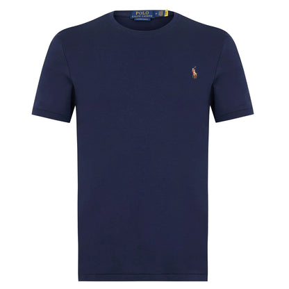 Navy - Front - Mens Pima Plain Slim T-Shirt