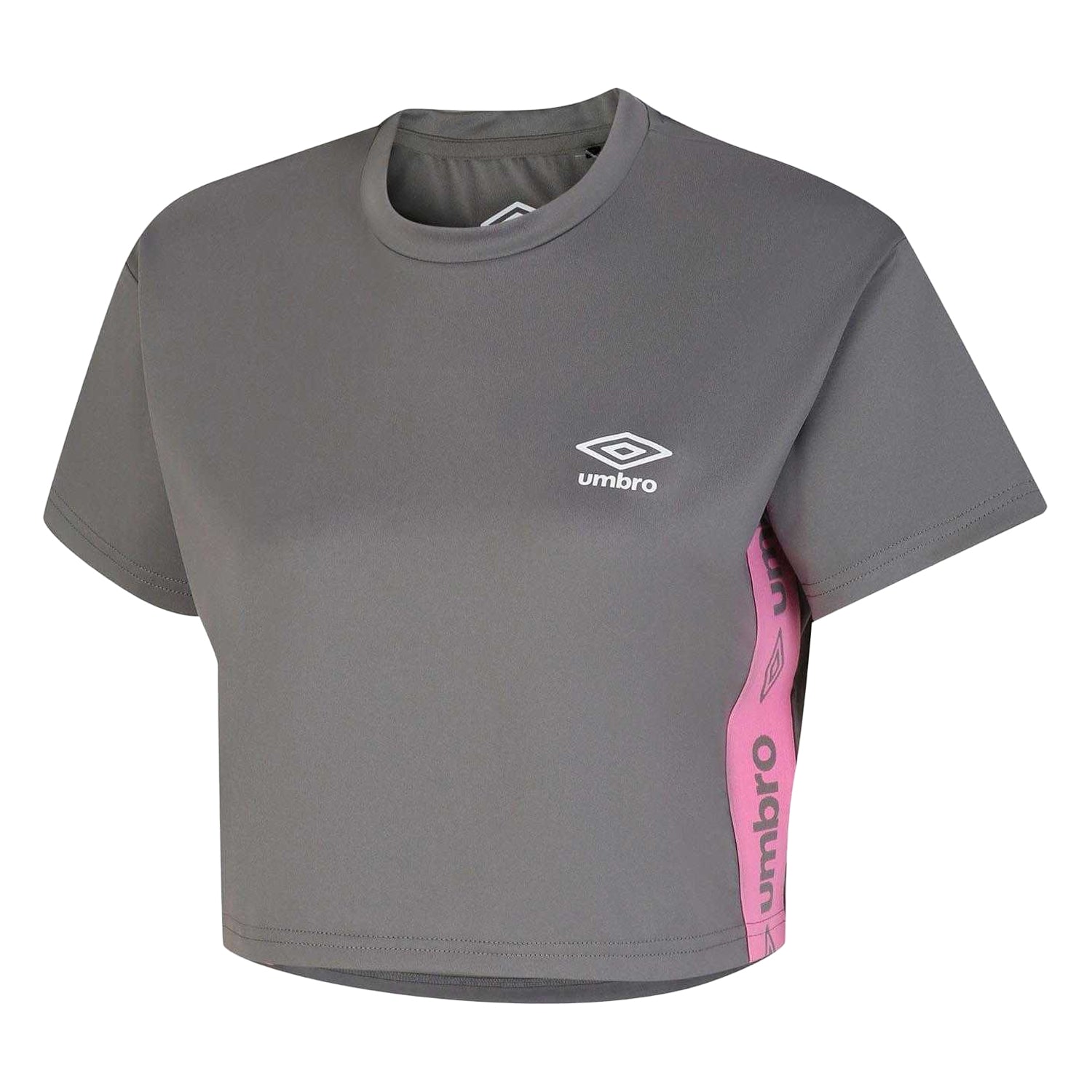 Grey-Pink - Front - Umbro Womens-Ladies Cropped Active T-Shirt