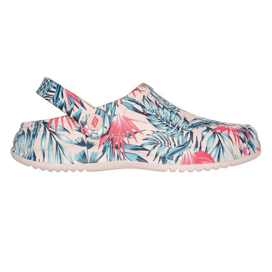 Multicoloured - Front - Skechers Womens-Ladies Archfitwave Floral Open Toe Clogs