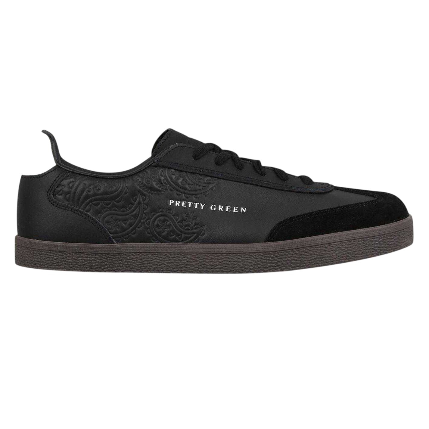 Black - Front - Pretty Green Mens Moorgate Leather Trainers