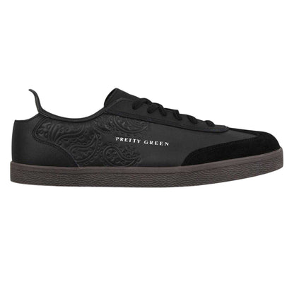 Black - Front - Pretty Green Mens Moorgate Leather Trainers