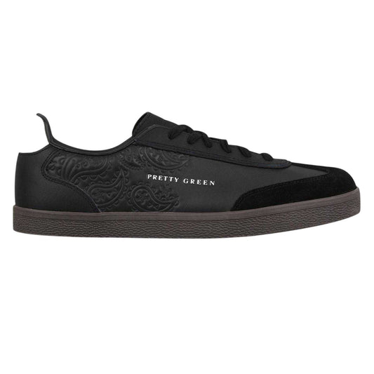 Black - Front - Pretty Green Mens Moorgate Leather Trainers