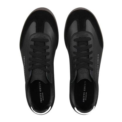 Black - Side - Pretty Green Mens Moorgate Leather Trainers