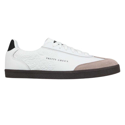 White - Front - Pretty Green Mens Moorgate Leather Trainers