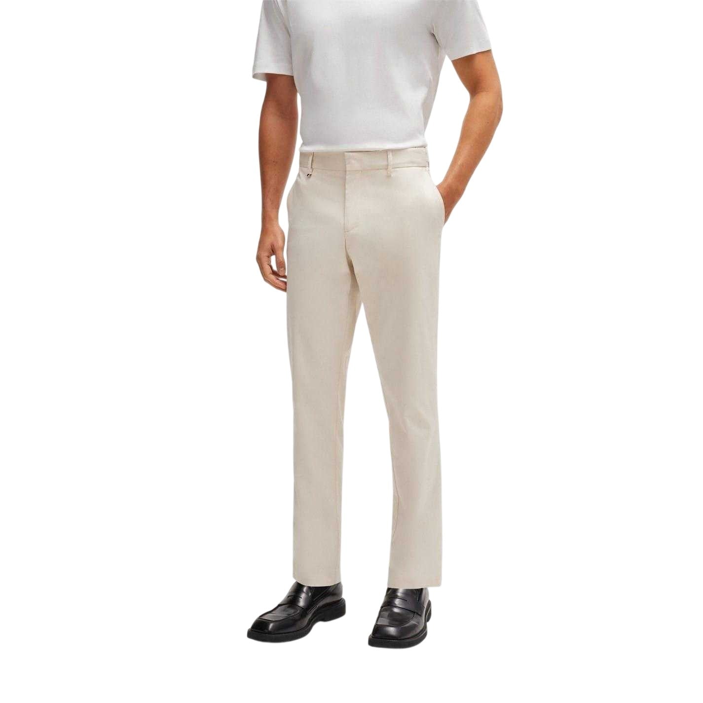 White - Lifestyle - Boss Mens C-Genius Straight Leg Trousers