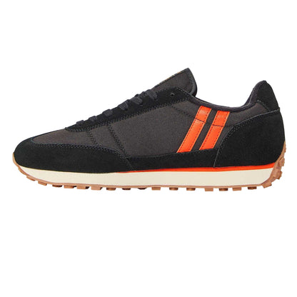 Black-Orange - Back - Patrick Mens Monza Suede Trainers