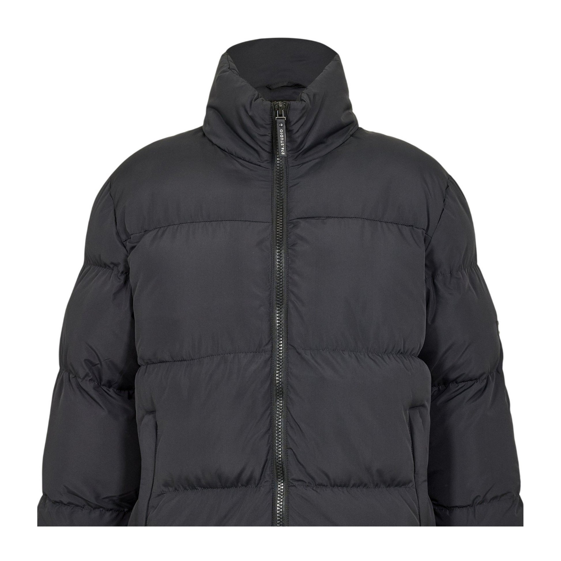 Black - Side - 274 Studio Mens Quilted Zipped Puffer Jacket