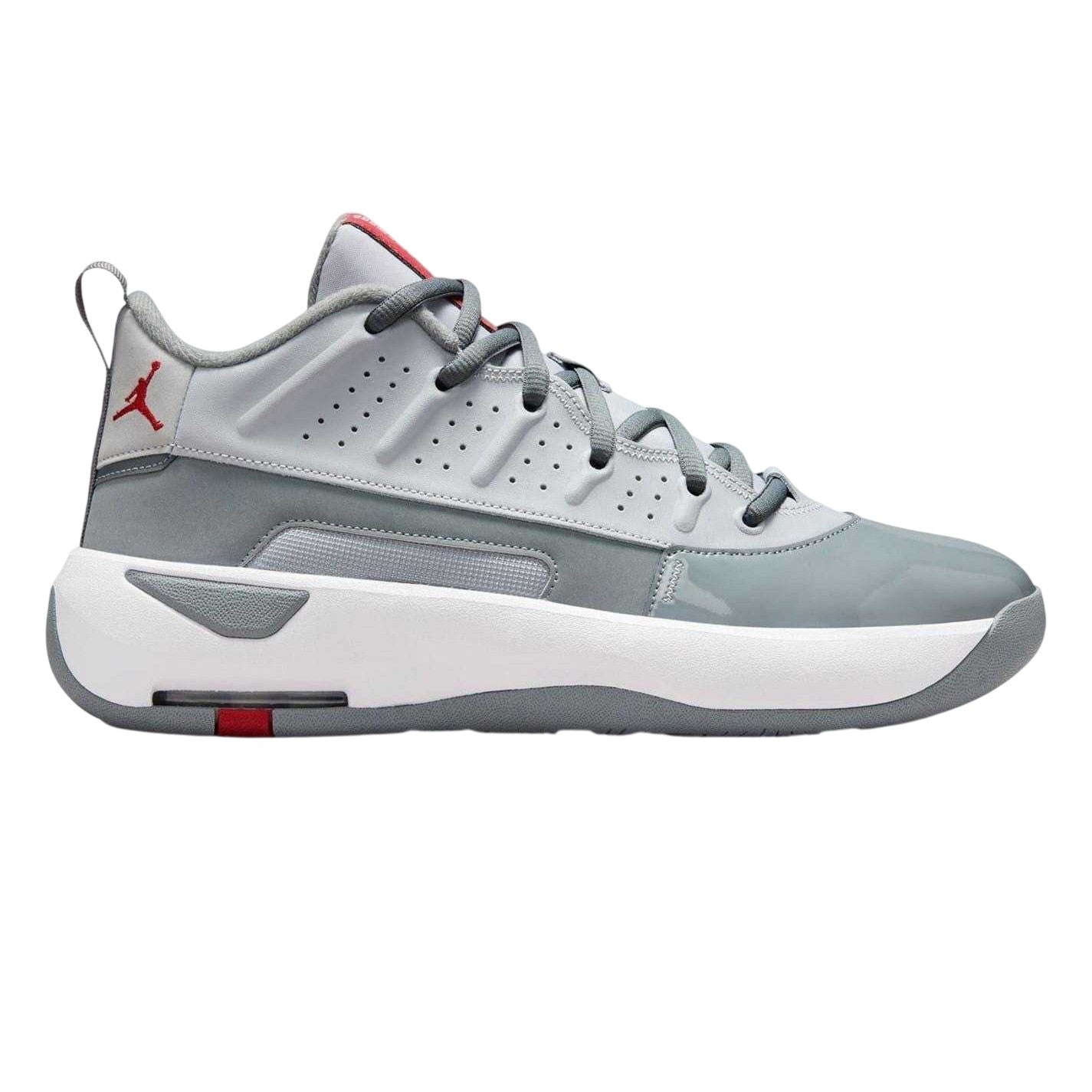 Grey-Red - Front - Nike Mens Air Jordan Max Aura 7 Leather Basketball Shoes
