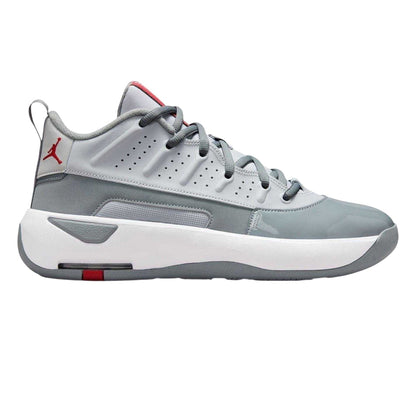 Grey-Red - Front - Nike Mens Air Jordan Max Aura 7 Leather Basketball Shoes