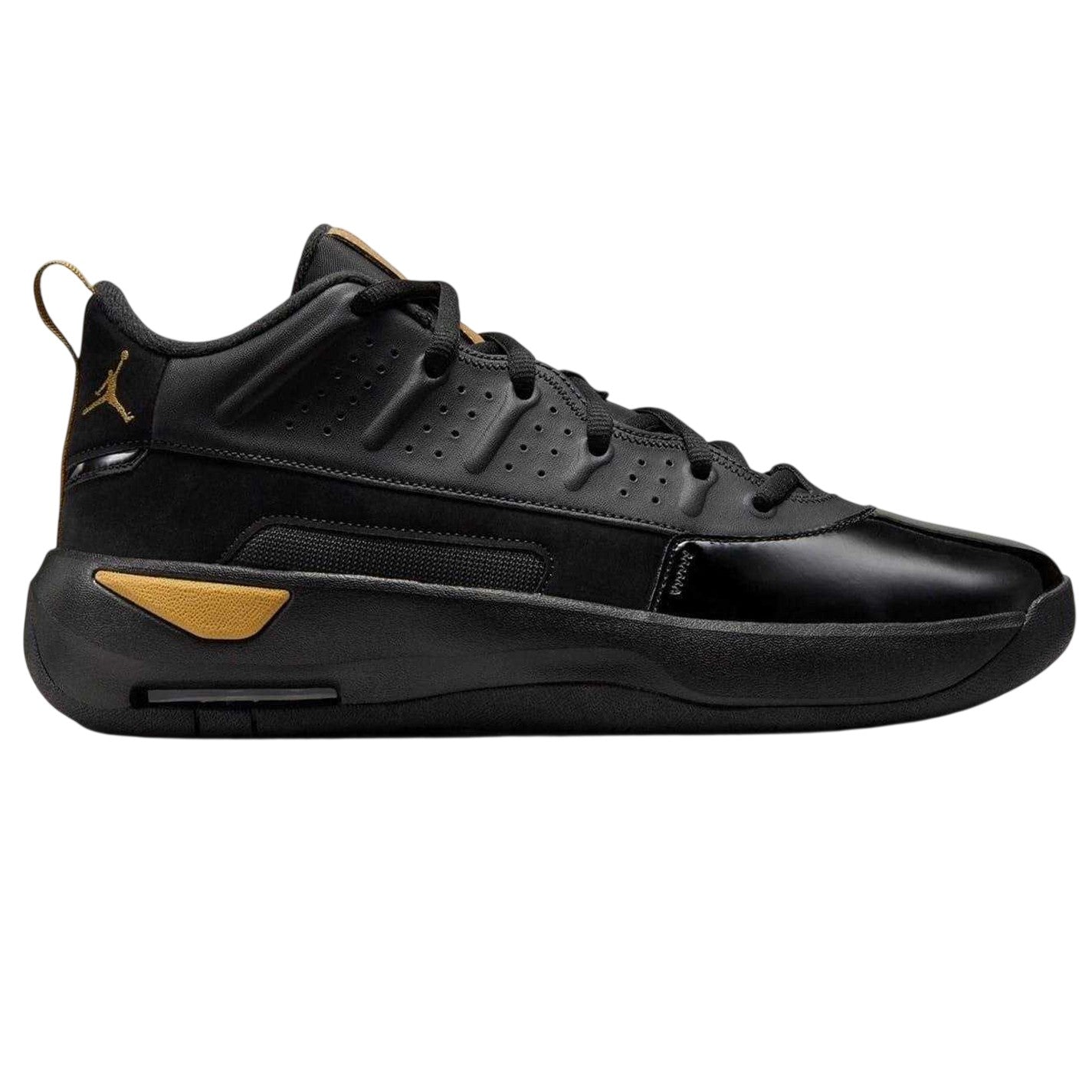 Black-Gold - Front - Nike Mens Air Jordan Max Aura 7 Leather Basketball Shoes