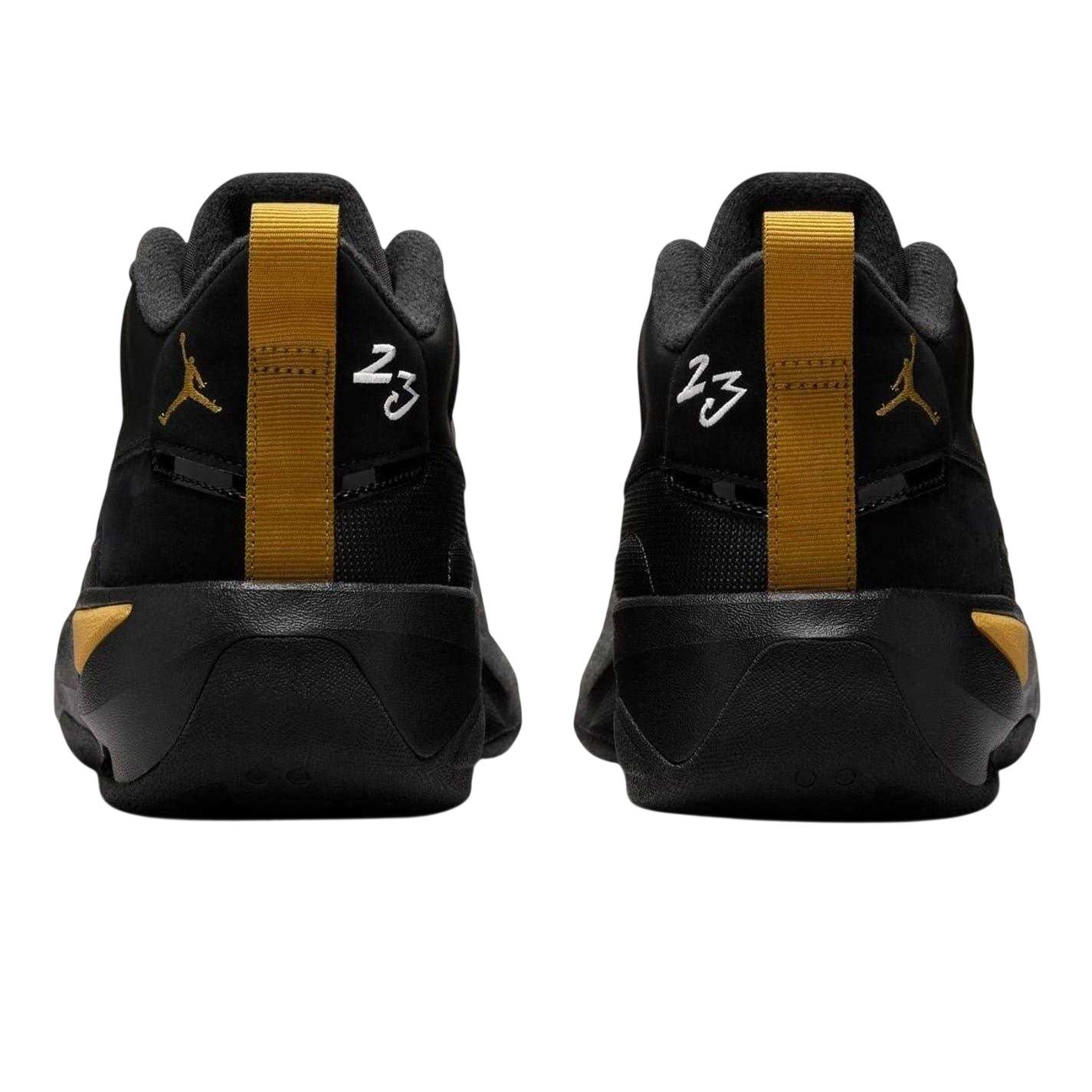 Black-Gold - Back - Nike Mens Air Jordan Max Aura 7 Leather Basketball Shoes
