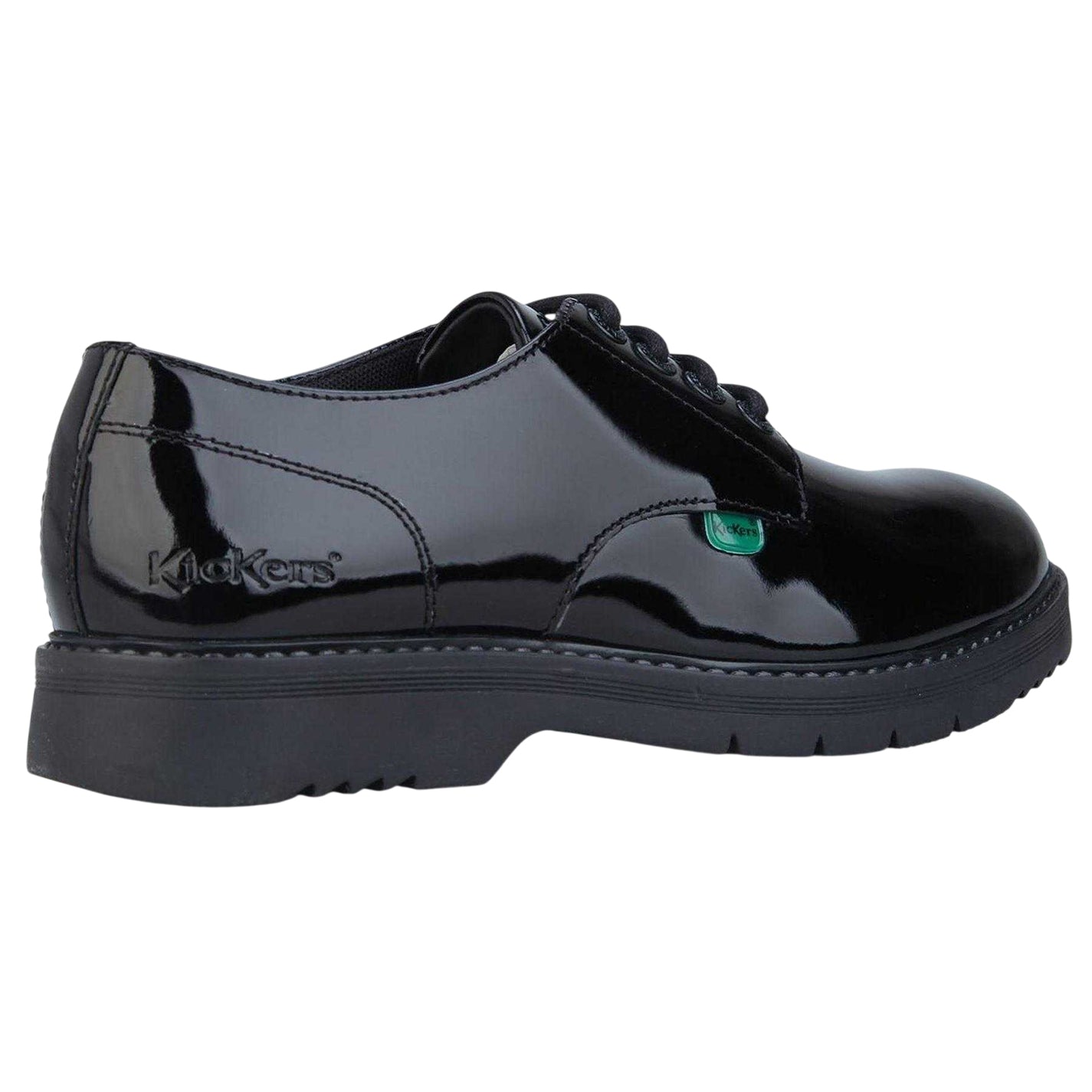 Black - Back - Kickers Womens-Ladies Finley Patent Leather Shoes