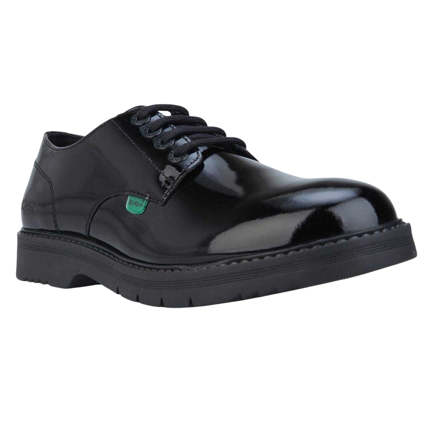 Black - Lifestyle - Kickers Womens-Ladies Finley Patent Leather Shoes