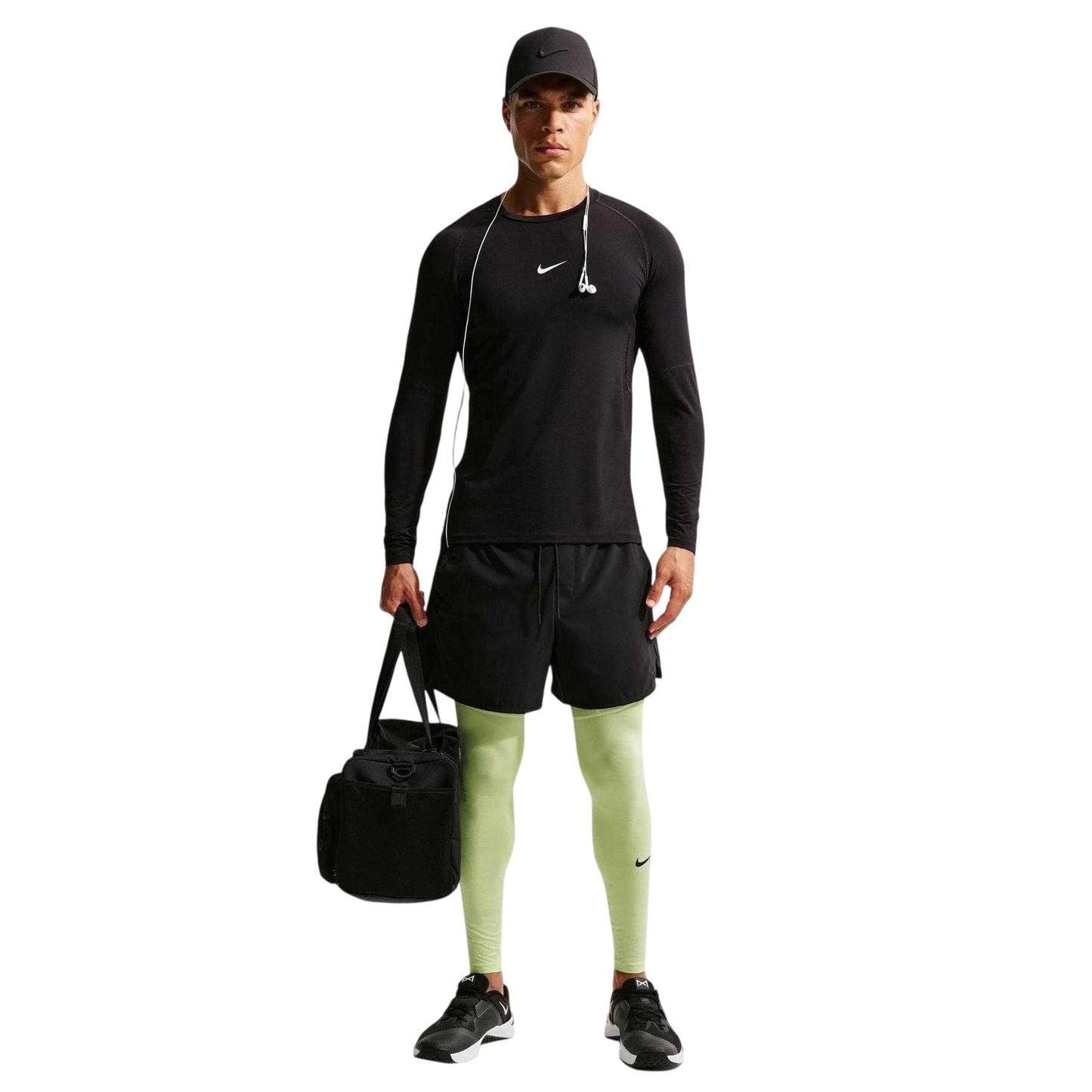 Lime - Side - Nike Mens Dri-FIT Training Tights