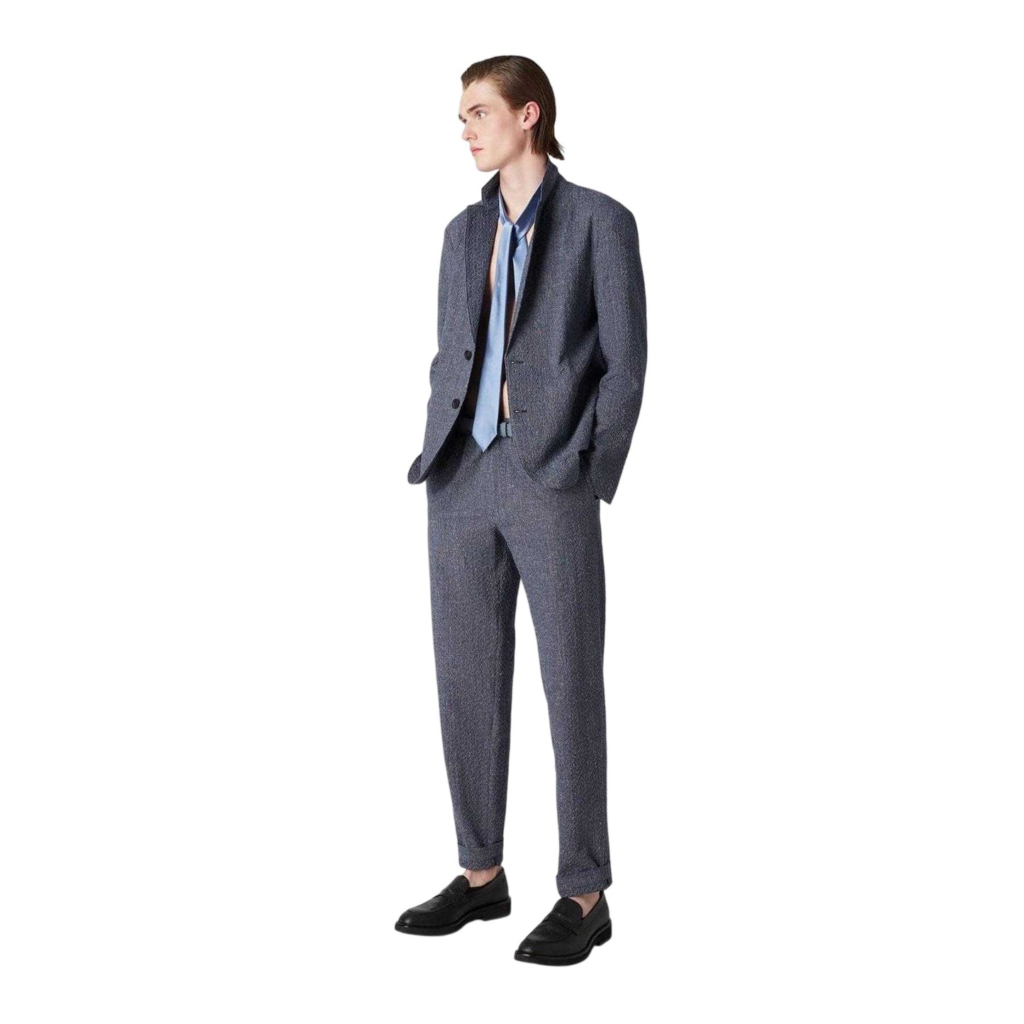 Navy - Side - Emporio Armani EA7 Mens Woven Trousers