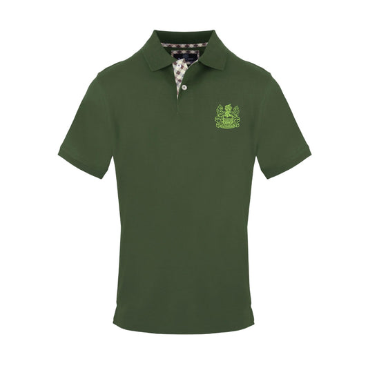 Military Green - Front - Aquascutum Mens Logo Cotton Polo Shirt