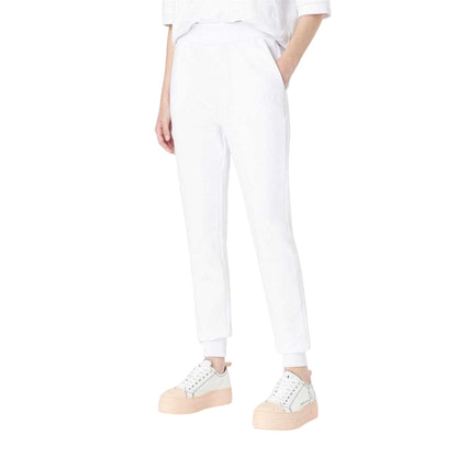 White - Side - Armani Exchange Womens-Ladies Cotton Blend Trousers