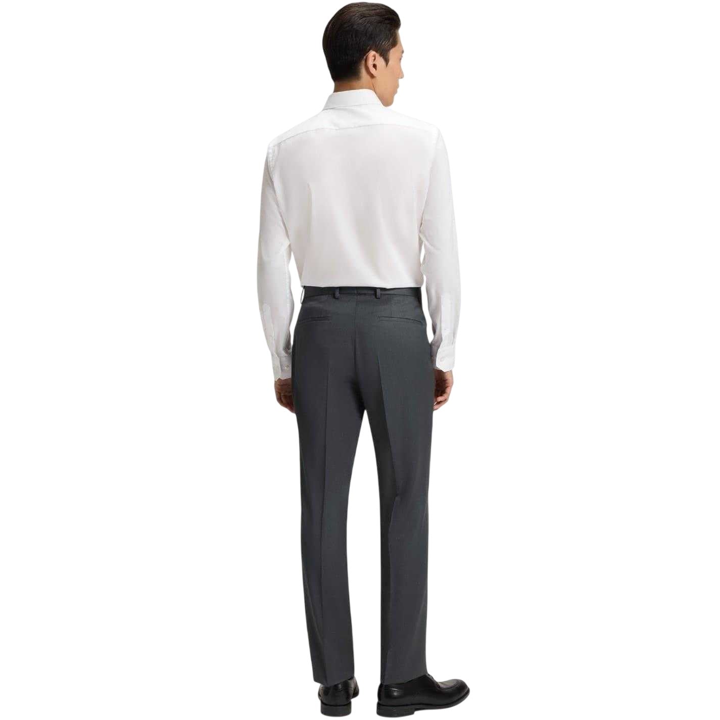 Dark Grey - Back - Boss Mens Lenon Flat Fronted Trousers