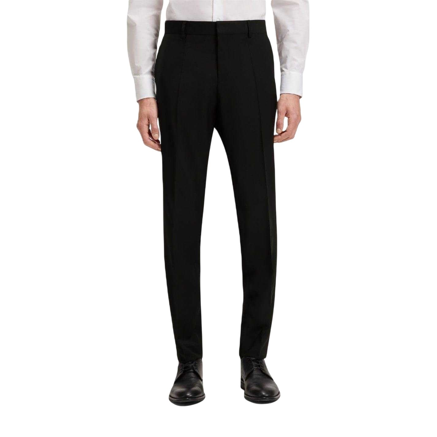 Black - Side - Boss Mens Genius Straight Leg Business Trousers
