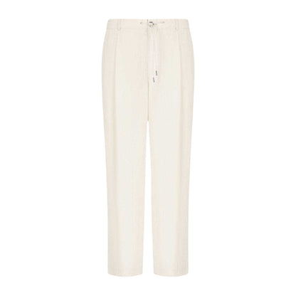 Cream - Front - Emporio Armani Mens Trousers