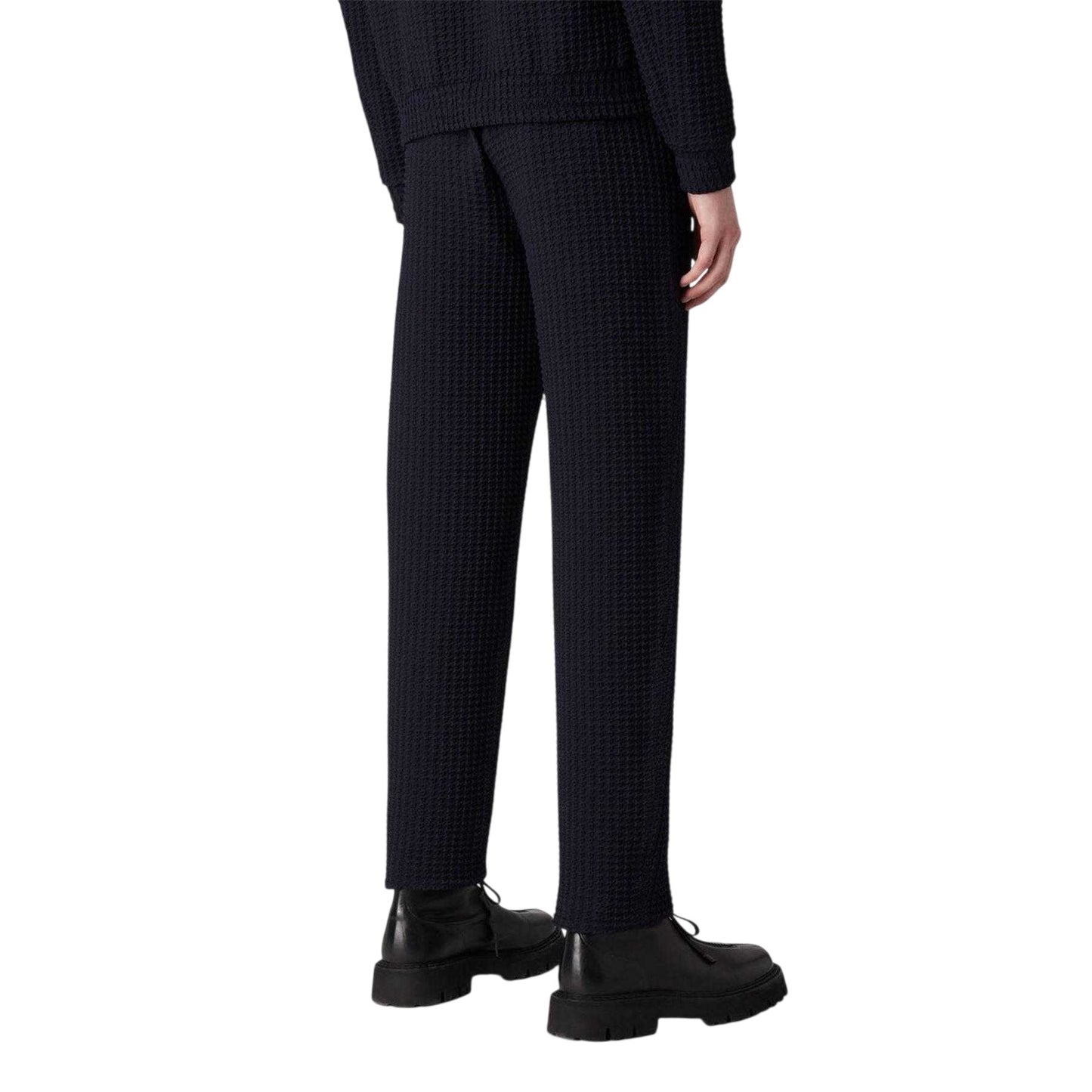 Navy - Back - Emporio Armani EA7 Mens Wool Blend Regular Trousers