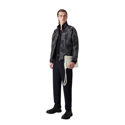 Navy - Side - Emporio Armani EA7 Mens Wool Blend Regular Trousers