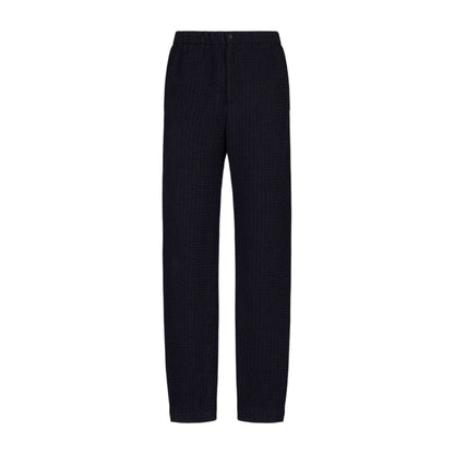 Navy - Front - Emporio Armani EA7 Mens Wool Blend Regular Trousers