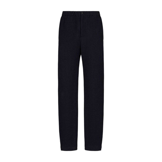Navy - Front - Emporio Armani EA7 Mens Wool Blend Regular Trousers