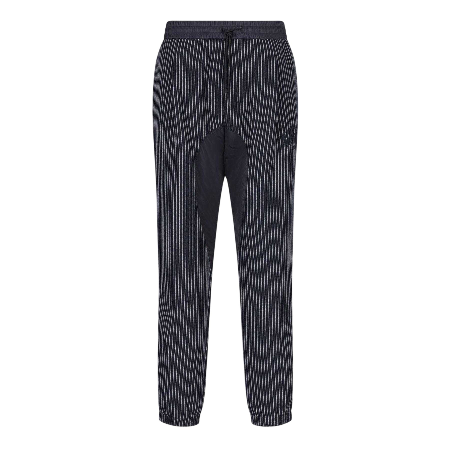 Navy - Front - Emporio Armani EA7 Mens Pinstripe Elasticated Cuff Trousers