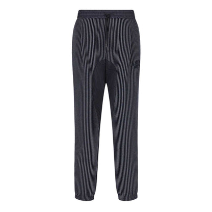 Navy - Front - Emporio Armani EA7 Mens Pinstripe Elasticated Cuff Trousers