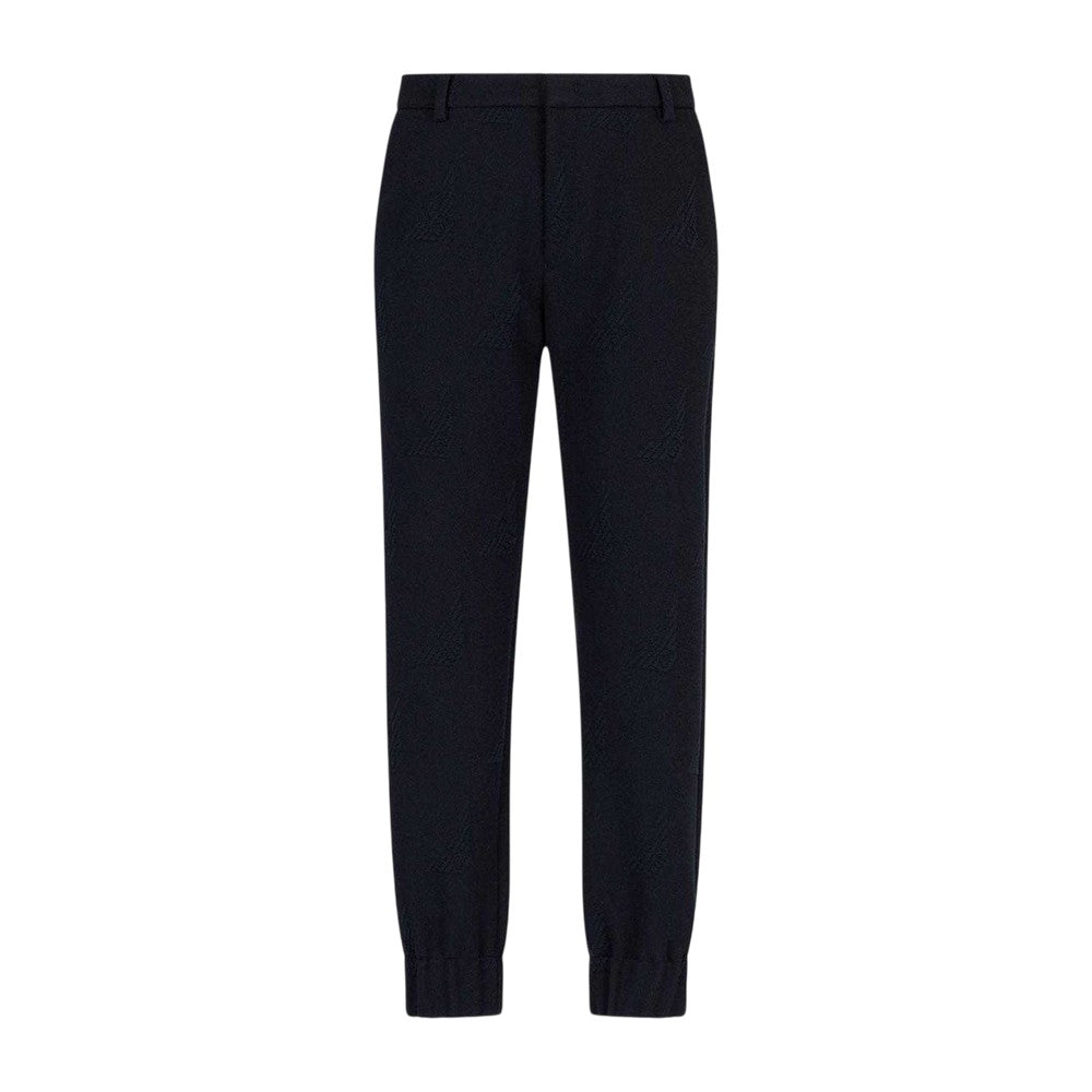 Navy - Front - Emporio Armani EA7 Mens Polyester Blend Tonal Trousers