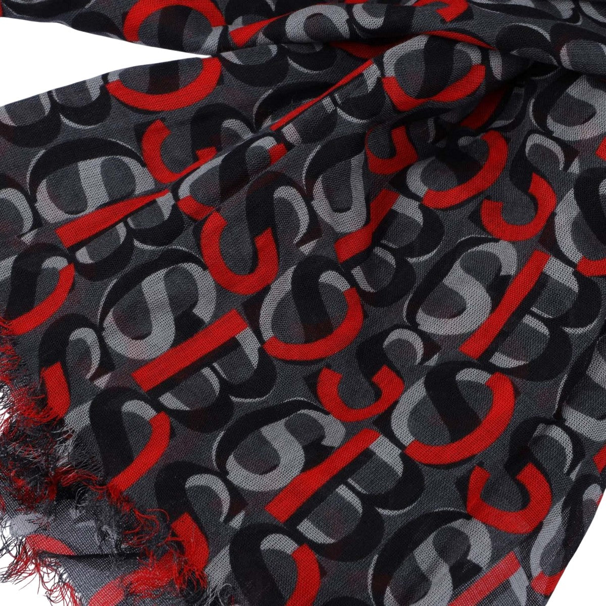 Red - Back - Boss Alton Monogram Scarf