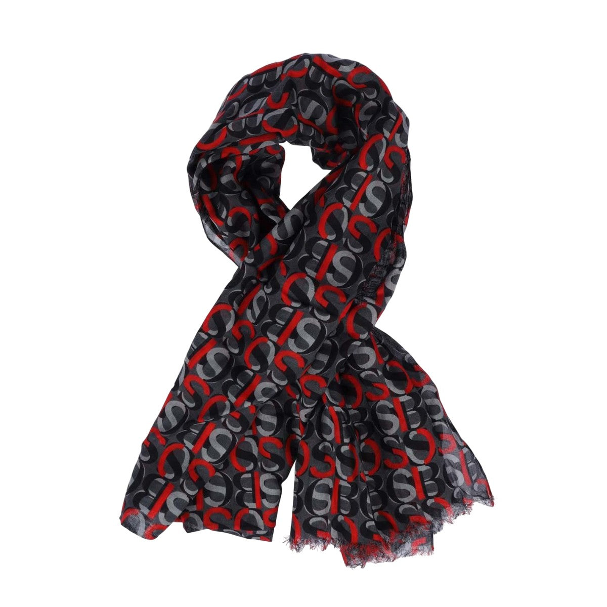Red - Front - Boss Alton Monogram Scarf