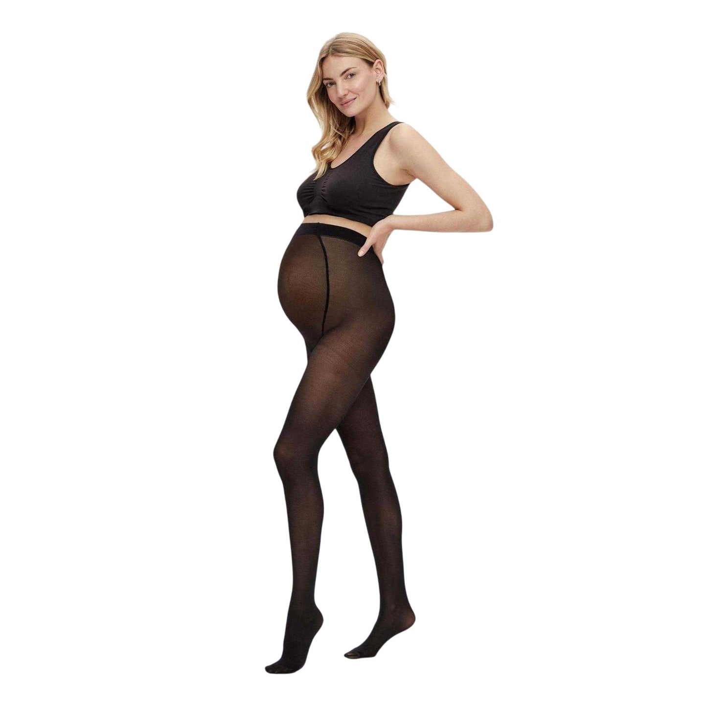 Black - Back - Mamalicious Womens-Ladies Maternity Tights (Pack of 2)