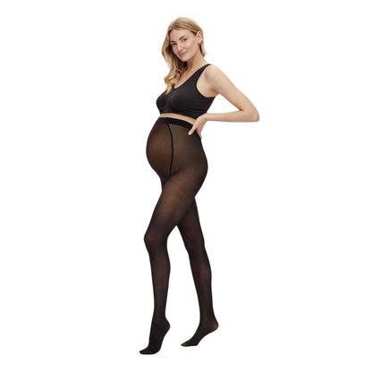 Black - Back - Mamalicious Womens-Ladies Maternity Tights (Pack of 2)