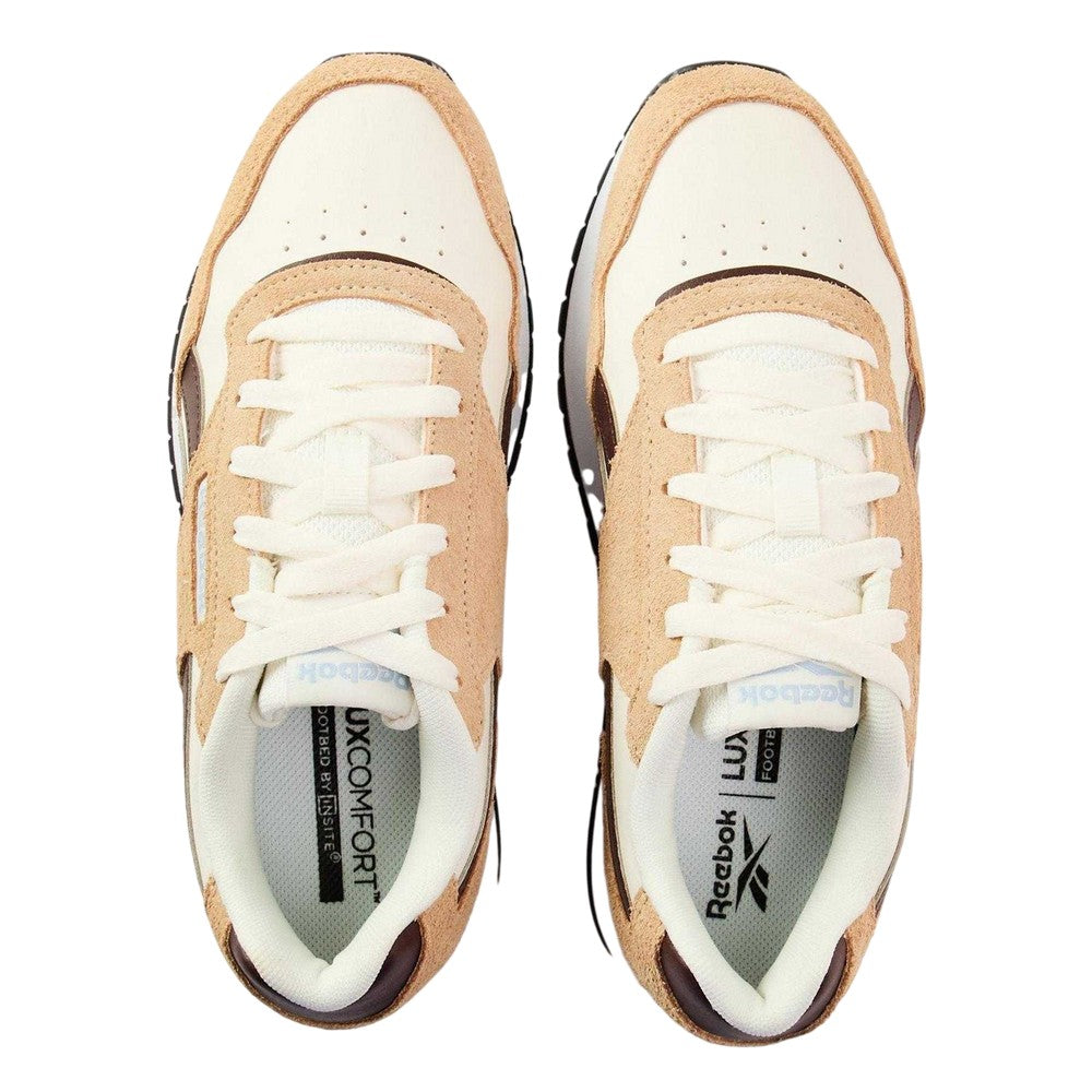 Chalk-Tan - Side - Reebok Mens Glide Leather Flat Trainers