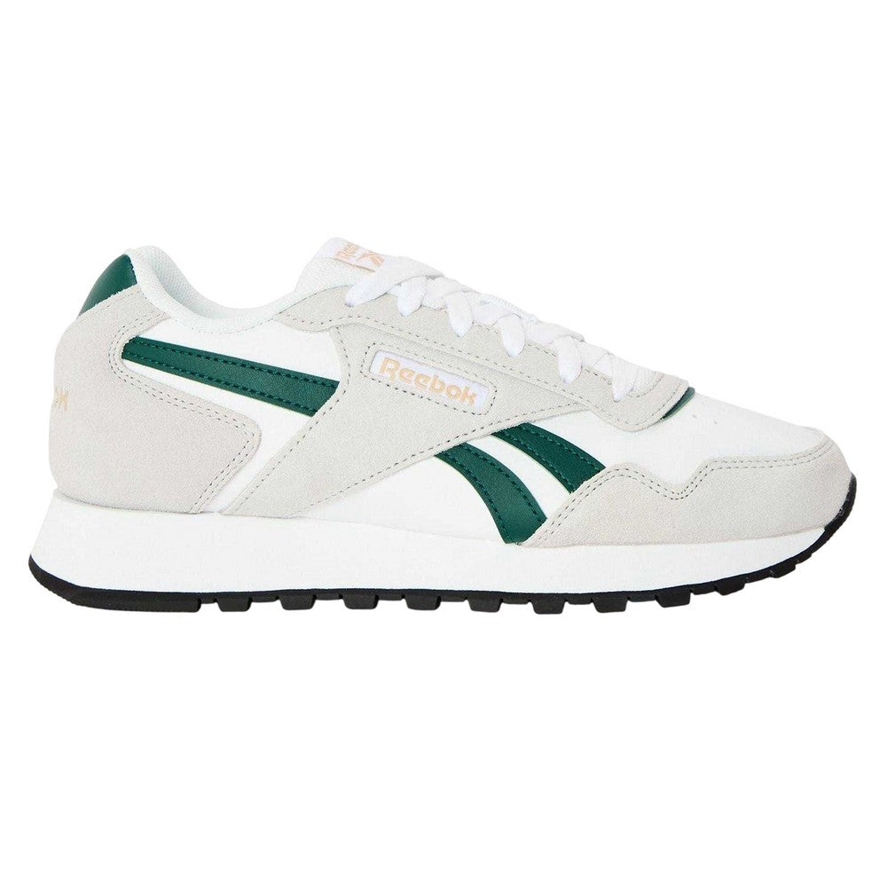 White-Green - Front - Reebok Mens Glide Leather Flat Trainers